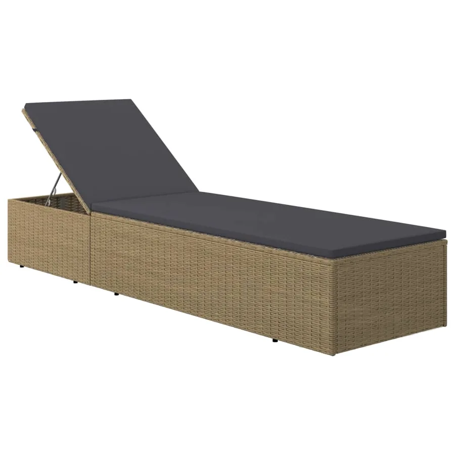 Chaise longue Résine tressée Marron et blanc crème - 18