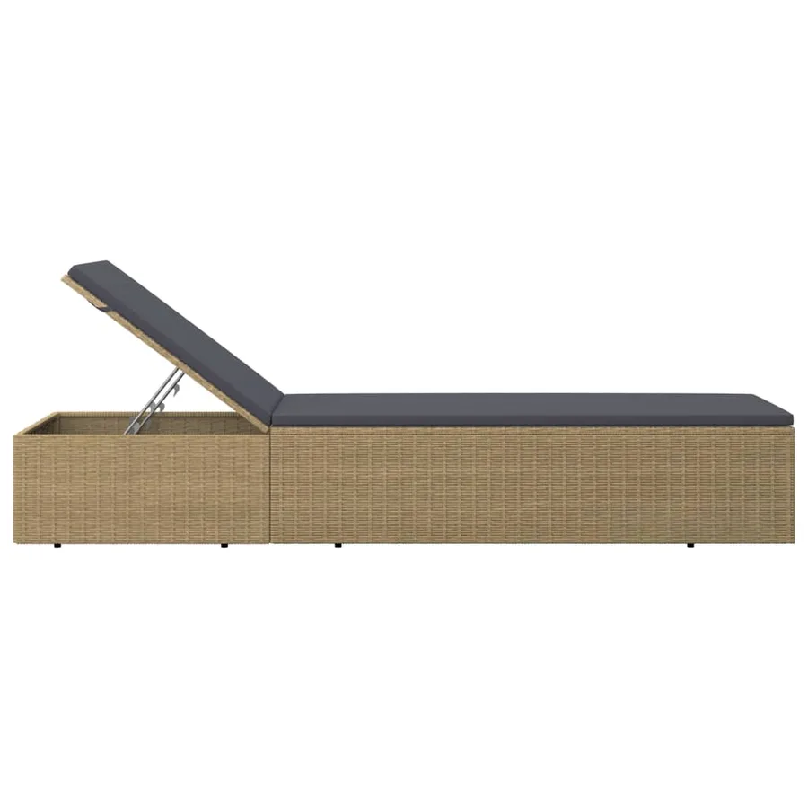 Chaise longue Résine tressée Marron et blanc crème - 19