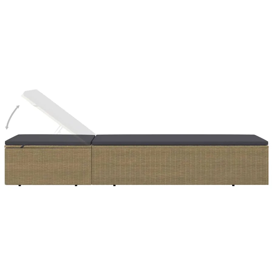 Chaise longue Résine tressée Marron et blanc crème - 22
