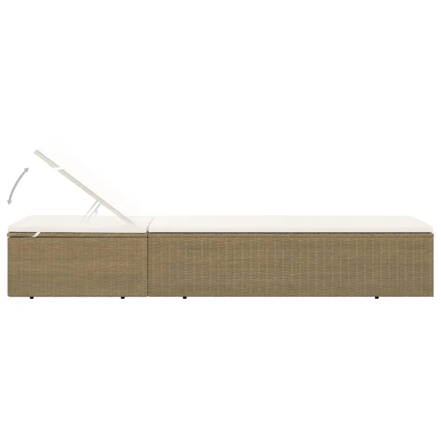 Chaise longue Résine tressée Marron et blanc crème - 5