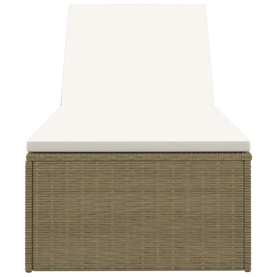 Chaise longue Résine tressée Marron et blanc crème - 6