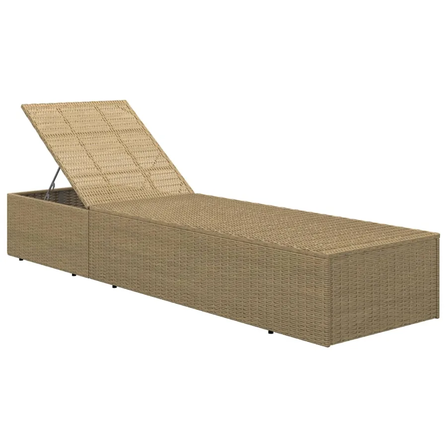 Chaise longue Résine tressée Marron et blanc crème - 8