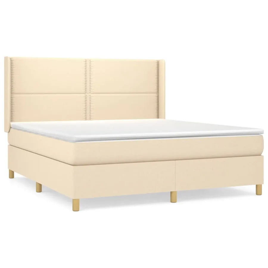 Sommier à lattes de lit avec matelas Crème 180x200 cm Tissu - 2