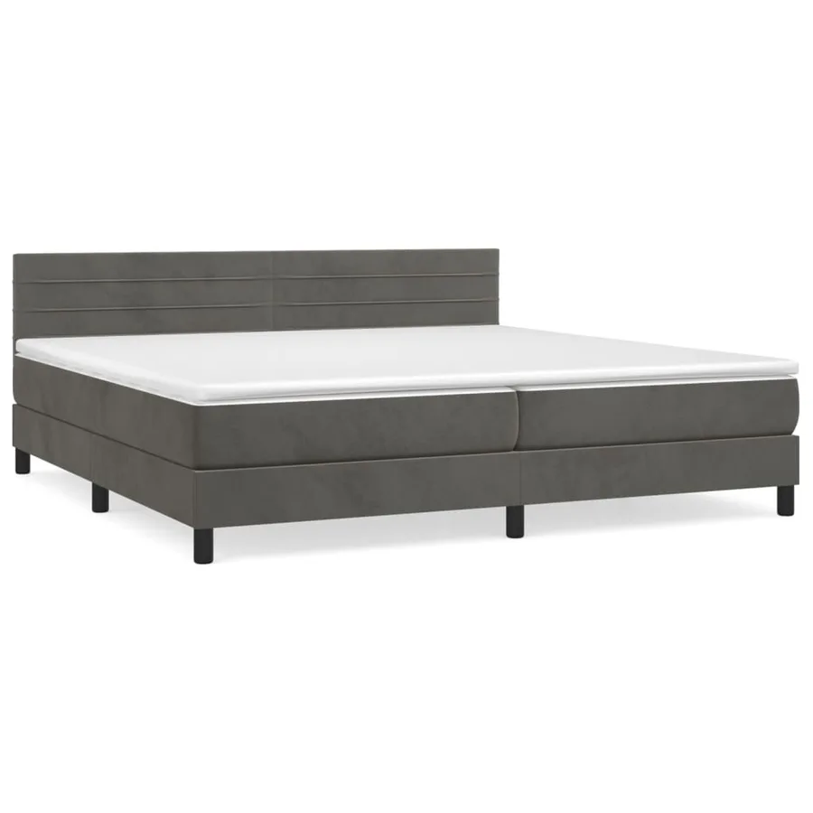Sommier à lattes de lit et matelas Gris foncé 200x200cm Velours - 2