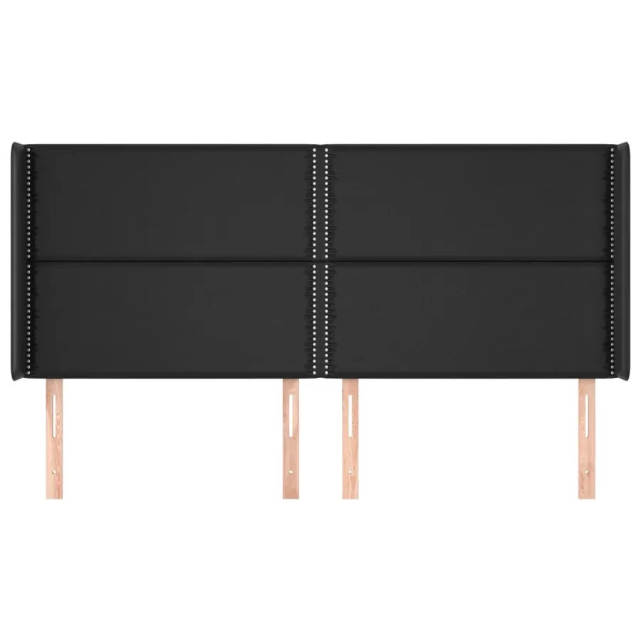 Tête de lit avec oreilles Noir 183x16x118/128 cm Similicuir - 3