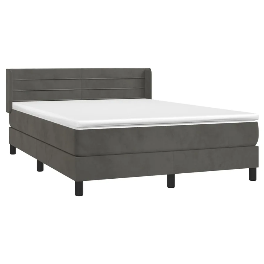 Sommier à lattes de lit et matelas Gris foncé 140x190cm Velours - 3