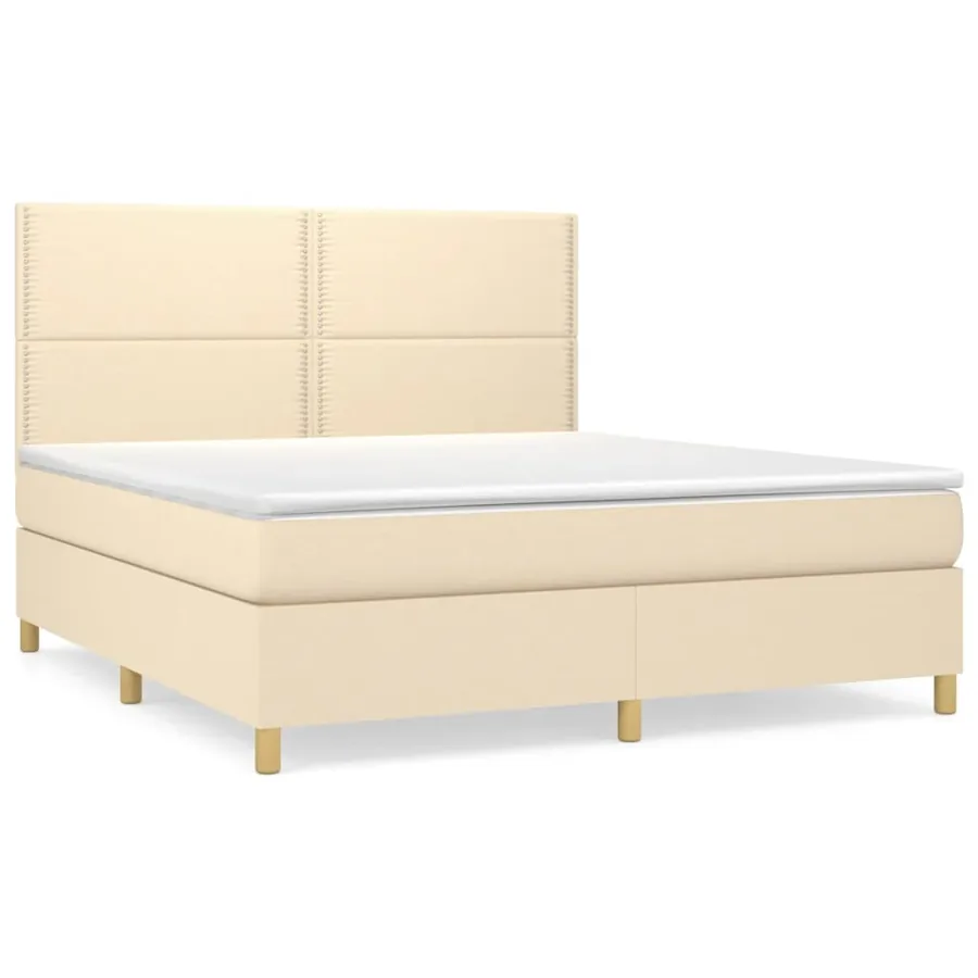 Sommier à lattes de lit avec matelas Crème 180x200 cm Tissu - 2