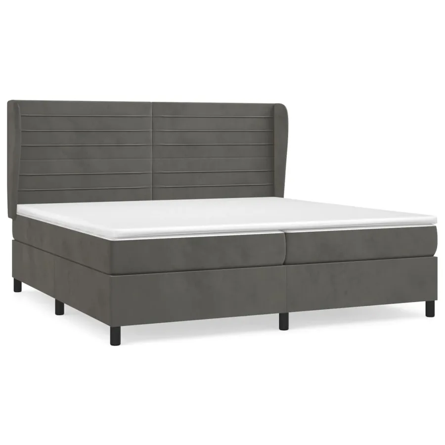 Sommier à lattes de lit et matelas Gris foncé 200x200cm Velours - 2