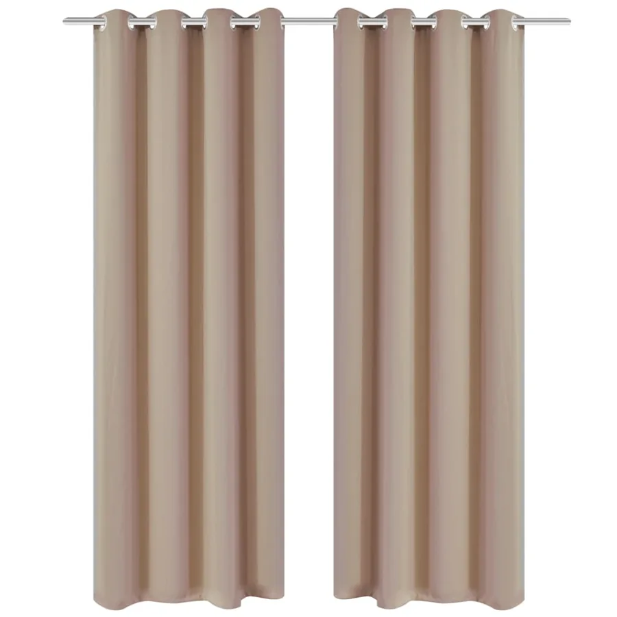 Rideau occultant 2 pcs avec œillets métalliques 135x175cm Crème