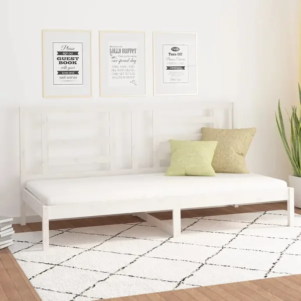Lit de jour sans matelas blanc 90x200 cm bois de pin massif