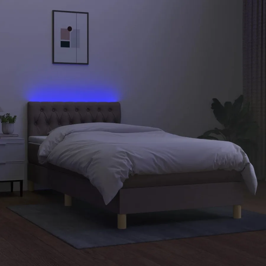 Sommier à lattes de lit avec matelas LED Taupe 90x190 cm Tissu - 4