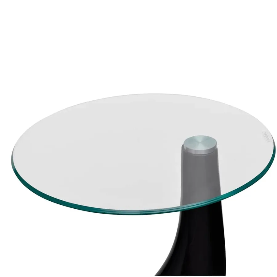 Table basse et dessus de table Verre rond Noir brillant 2 pcs - 5