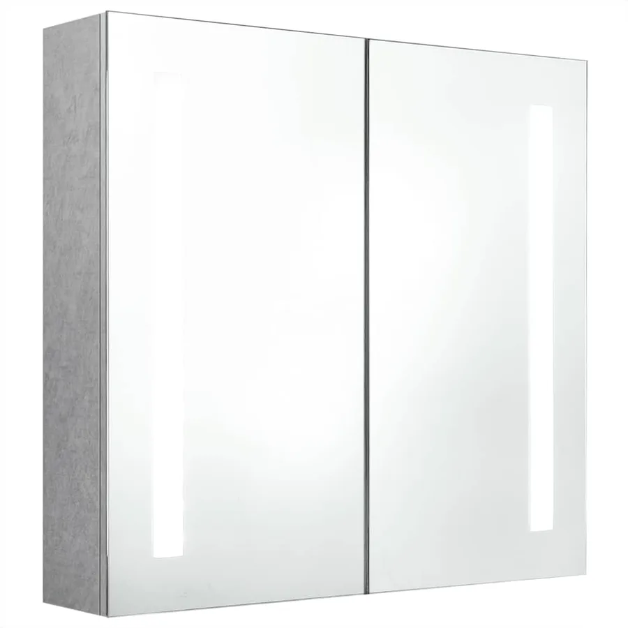 Armoire de salle de bain à miroir LED Gris béton 62x14x60 cm - 2