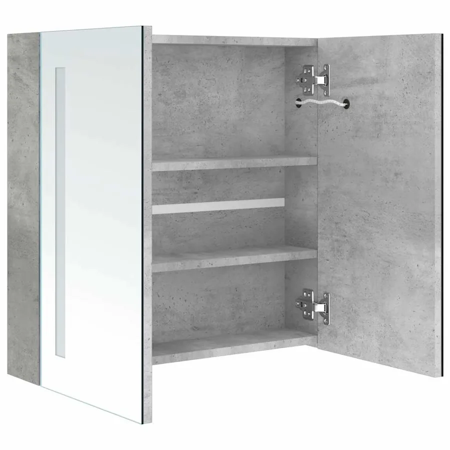 Armoire de salle de bain à miroir LED Gris béton 62x14x60 cm - 5
