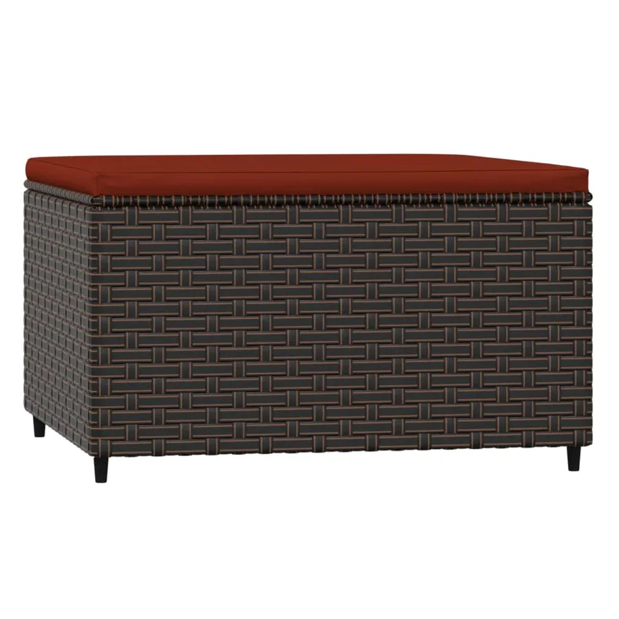 Repose-pied de jardin avec coussin marron résine tressée - 5