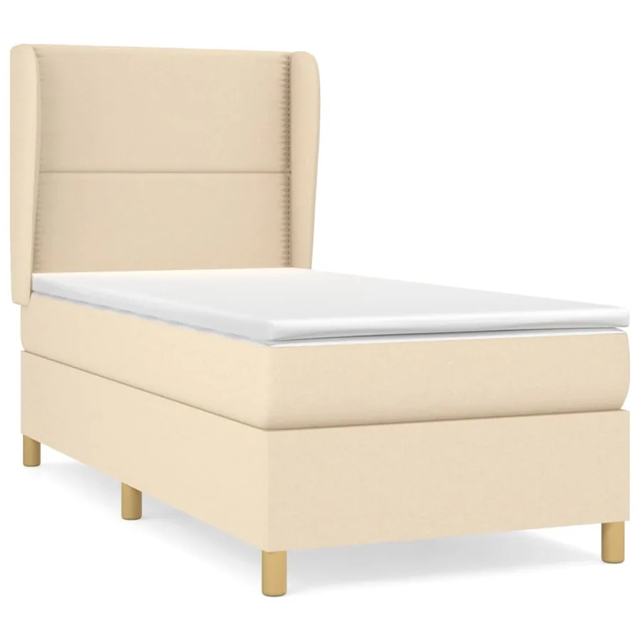 Sommier à lattes de lit avec matelas Crème 90x200 cm Tissu - 2