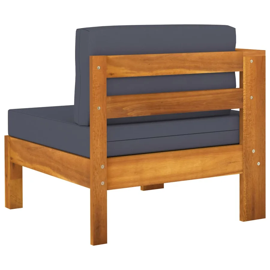 Salon de jardin 8 pcs avec coussins gris foncé Bois d'acacia - 14