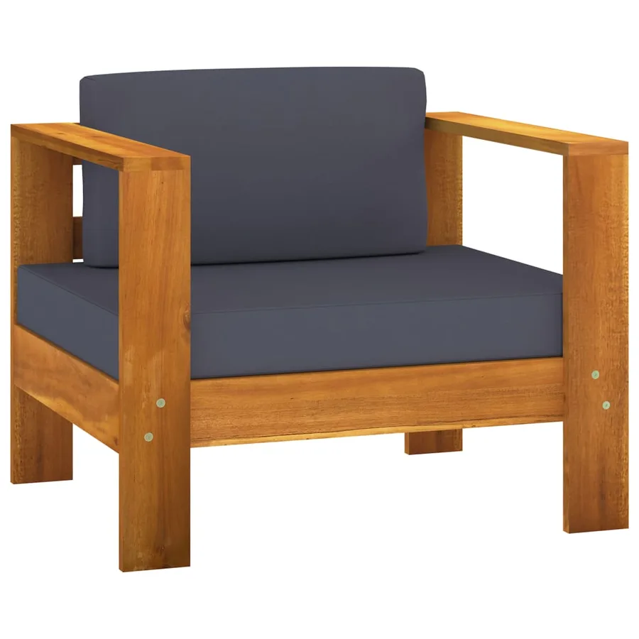 Salon de jardin 8 pcs avec coussins gris foncé Bois d'acacia - 15
