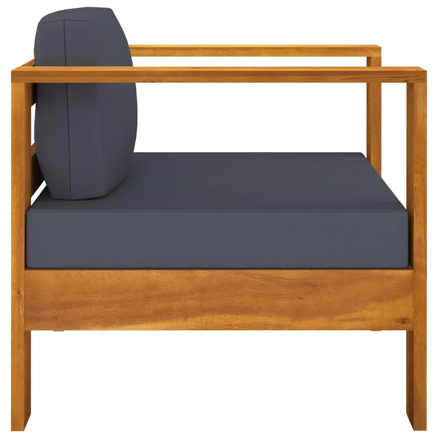 Salon de jardin 8 pcs avec coussins gris foncé Bois d'acacia - 17