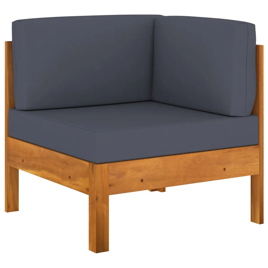 Salon de jardin 8 pcs avec coussins gris foncé Bois d'acacia - 18