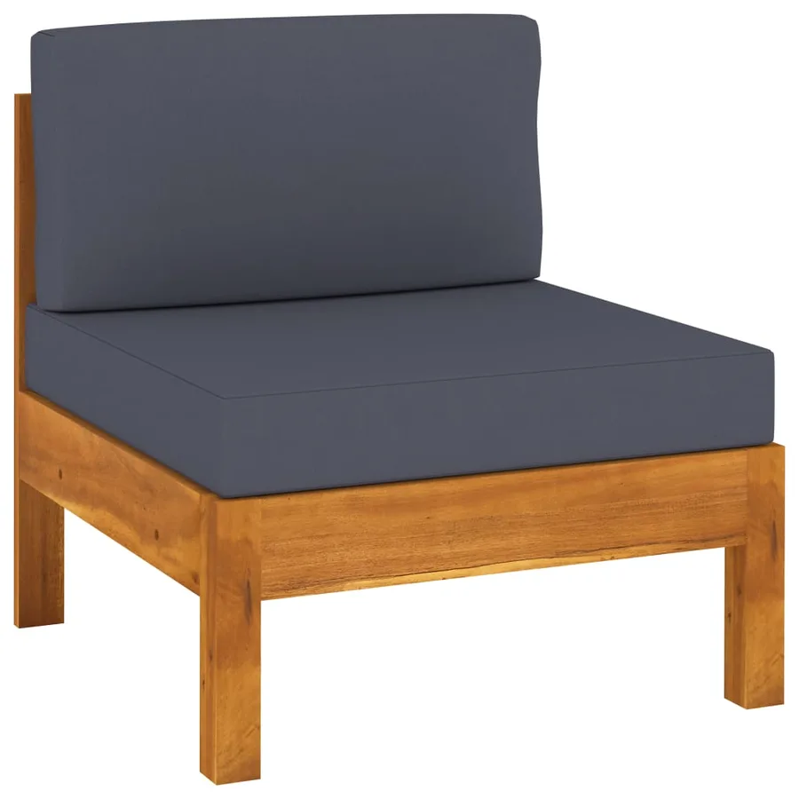 Salon de jardin 8 pcs avec coussins gris foncé Bois d'acacia - 3
