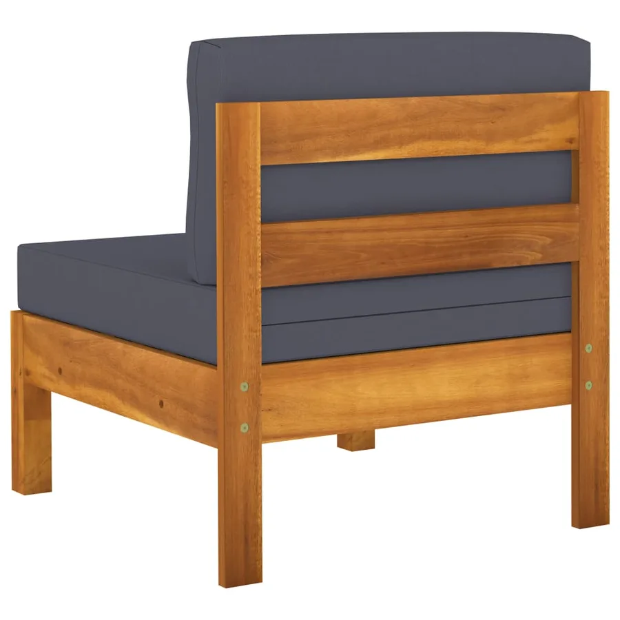 Salon de jardin 8 pcs avec coussins gris foncé Bois d'acacia - 4