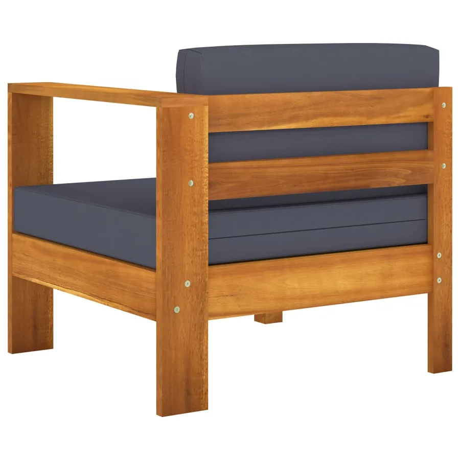 Salon de jardin 8 pcs avec coussins gris foncé Bois d'acacia - 6