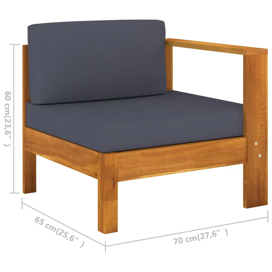 Salon de jardin 8 pcs avec coussins gris foncé Bois d'acacia - 8