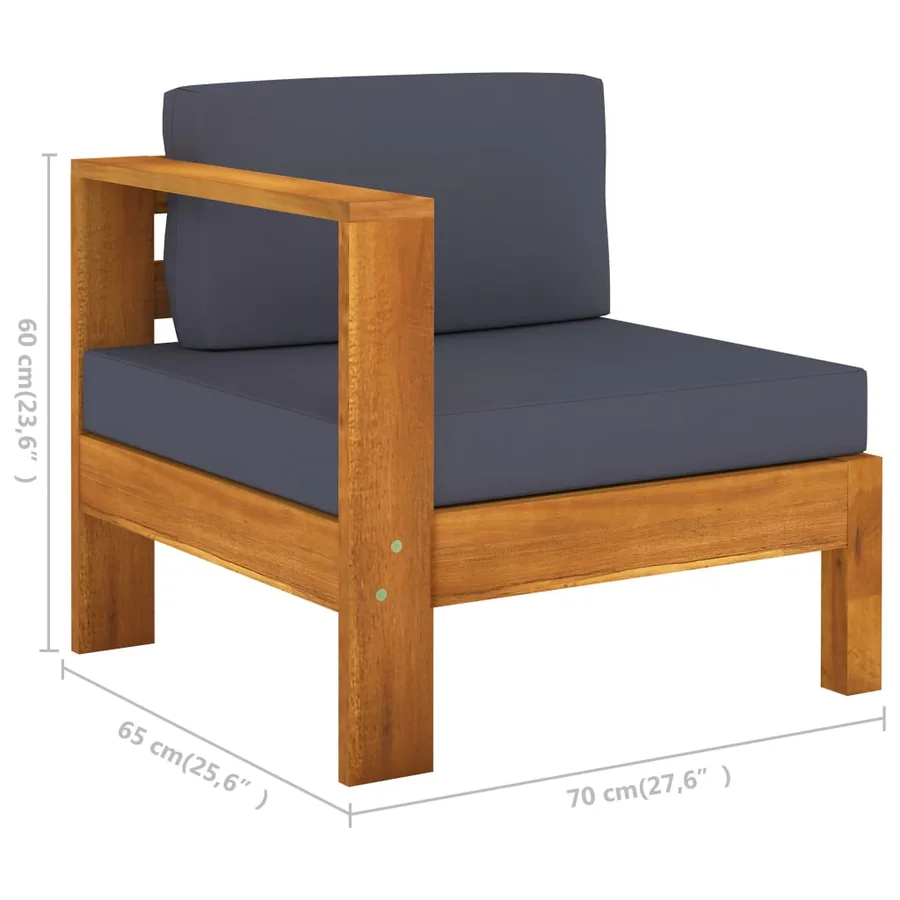 Salon de jardin 8 pcs avec coussins gris foncé Bois d'acacia - 9