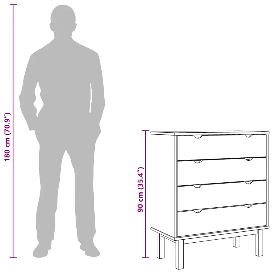 Commode OTTA 76,5x39,5x90 cm Bois de pin massif - 10