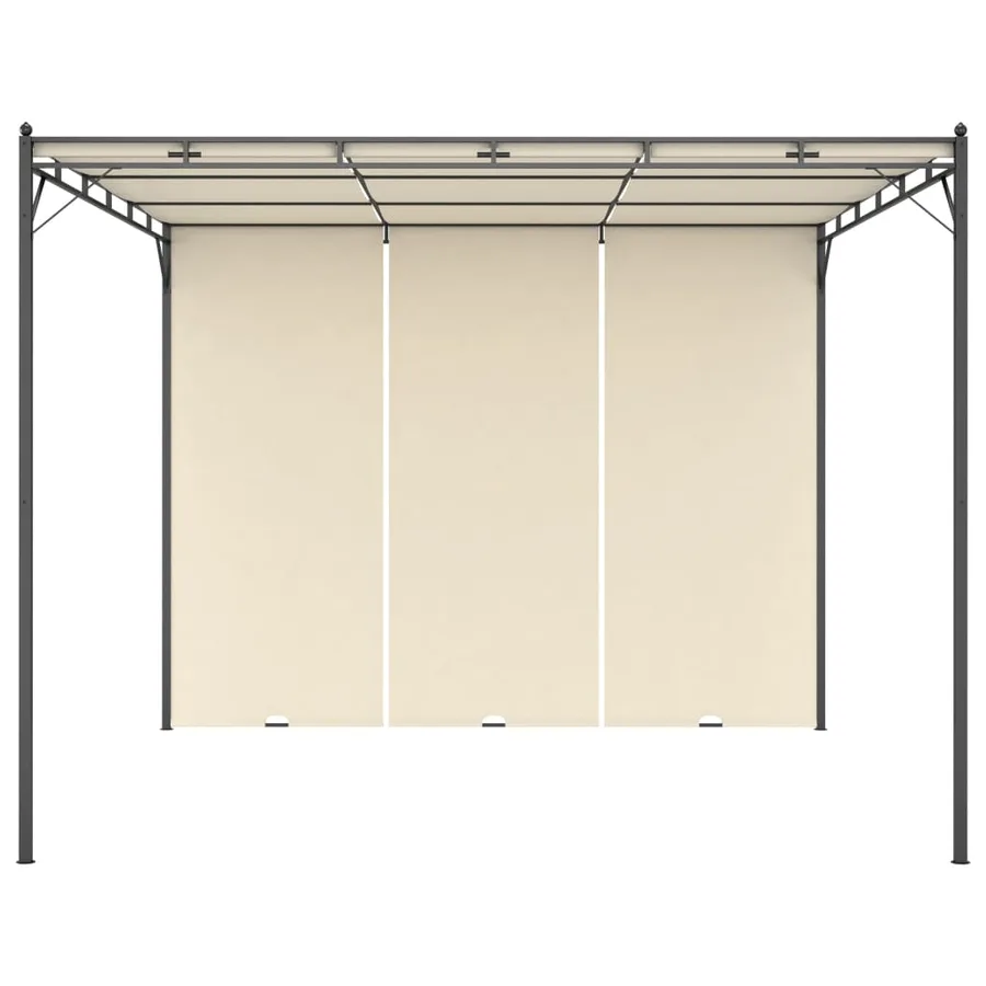 Belvédère de jardin avec rideau latéral 3x3x2,25 m Crème - 2