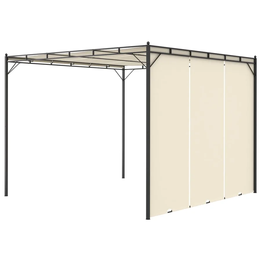 Belvédère de jardin avec rideau latéral 3x3x2,25 m Crème - 4