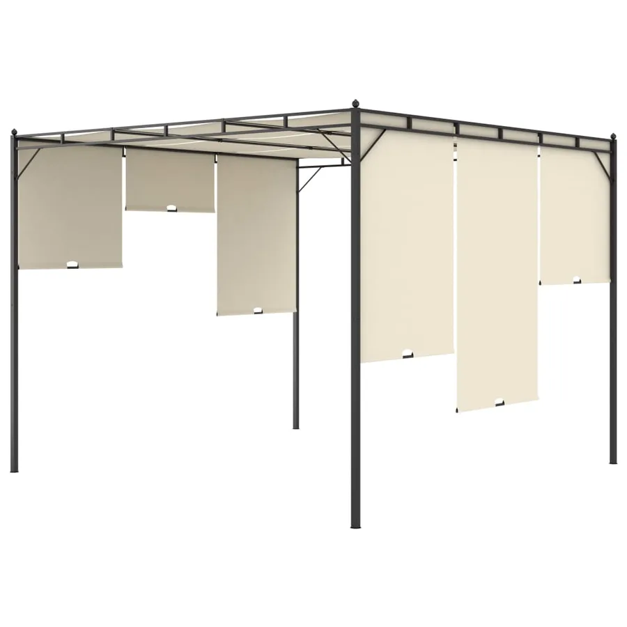 Belvédère de jardin avec rideau latéral 3x3x2,25 m Crème - 6