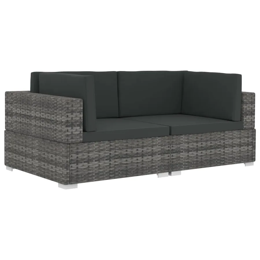 Chaises d'angles lot de 2 avec coussins Résine tressée Gris - 2