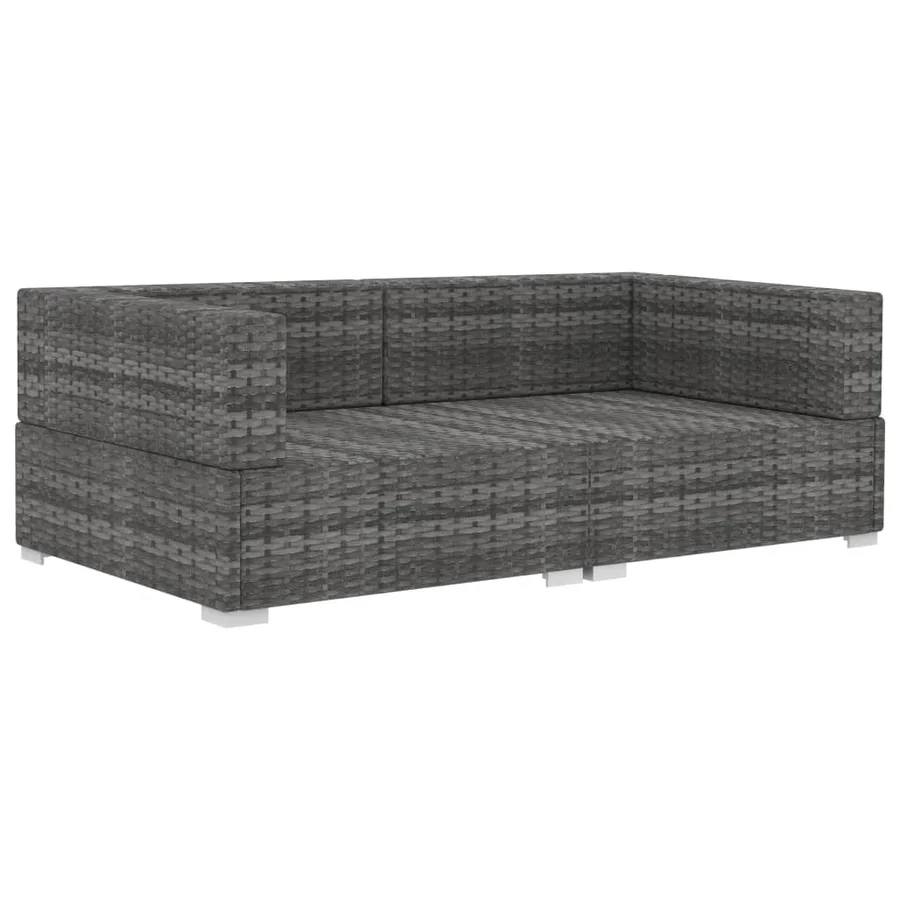 Chaises d'angles lot de 2 avec coussins Résine tressée Gris - 3