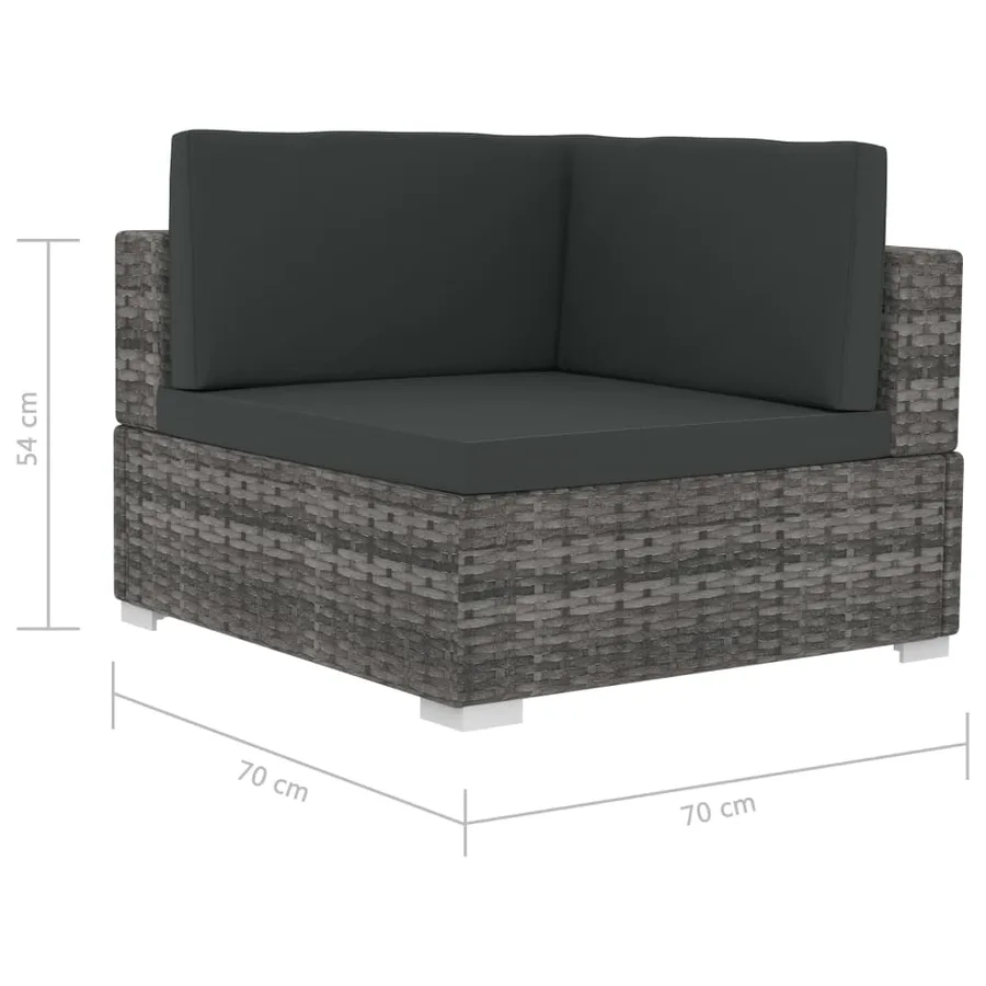 Chaises d'angles lot de 2 avec coussins Résine tressée Gris - 5