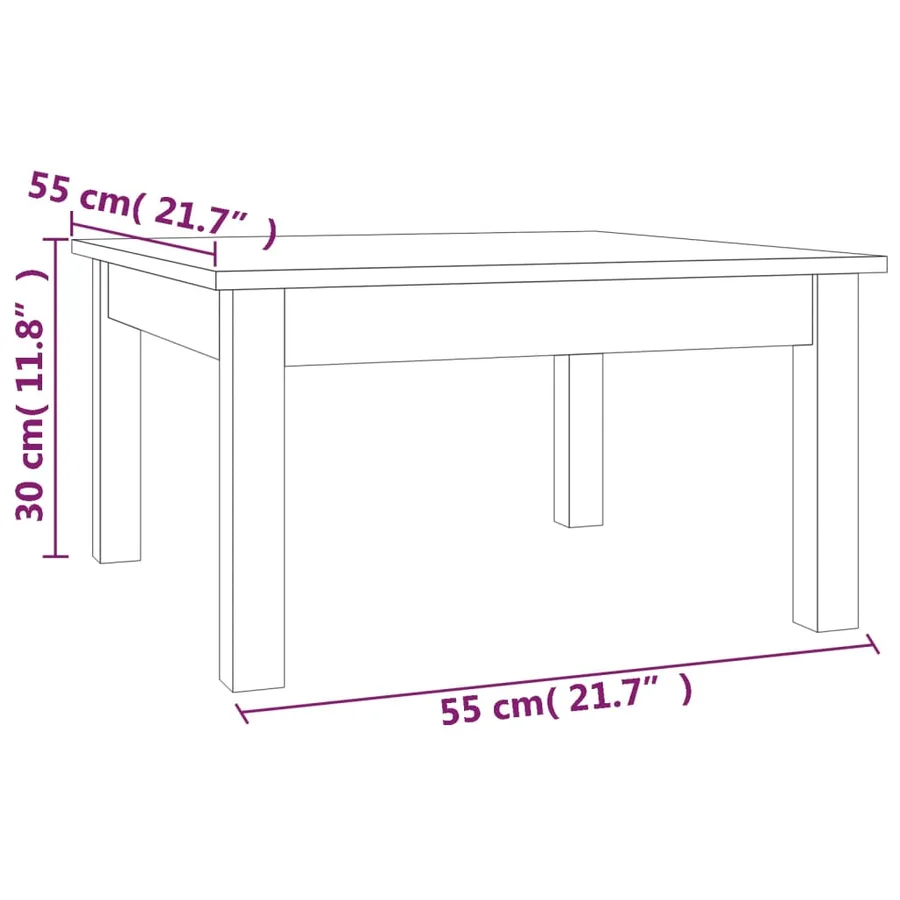 Table basse 55x55x30 cm Bois massif de pin - 7