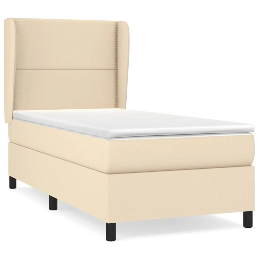Sommier à lattes de lit et matelas Crème 90x190 cm Tissu - 2