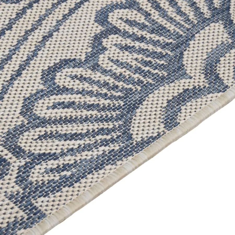 Tapis à tissage plat d'extérieur 80x250 cm Motif bleu - 4