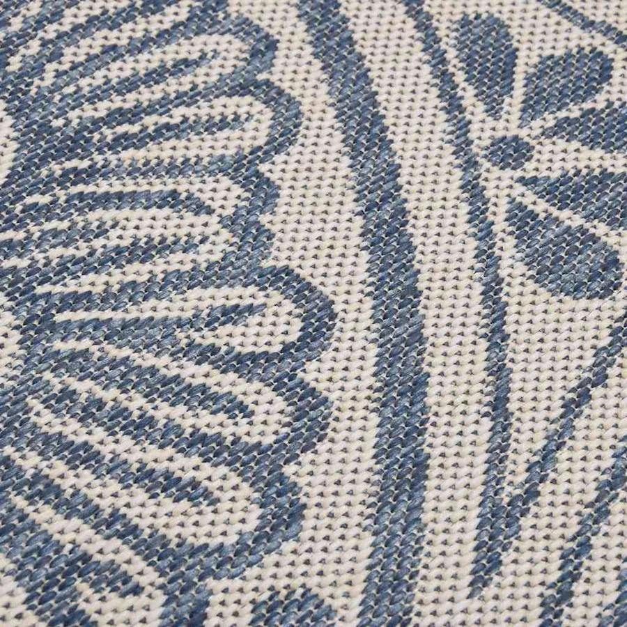Tapis à tissage plat d'extérieur 80x250 cm Motif bleu - 5