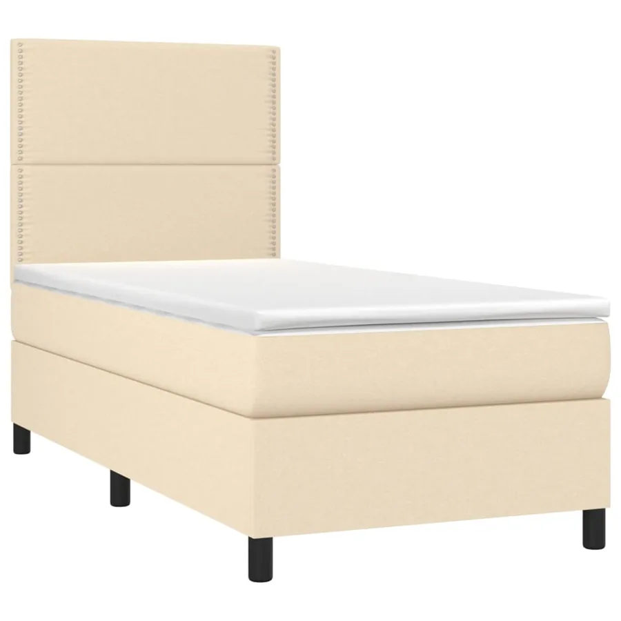 Sommier à lattes de lit avec matelas Crème 90x200 cm Tissu - 3