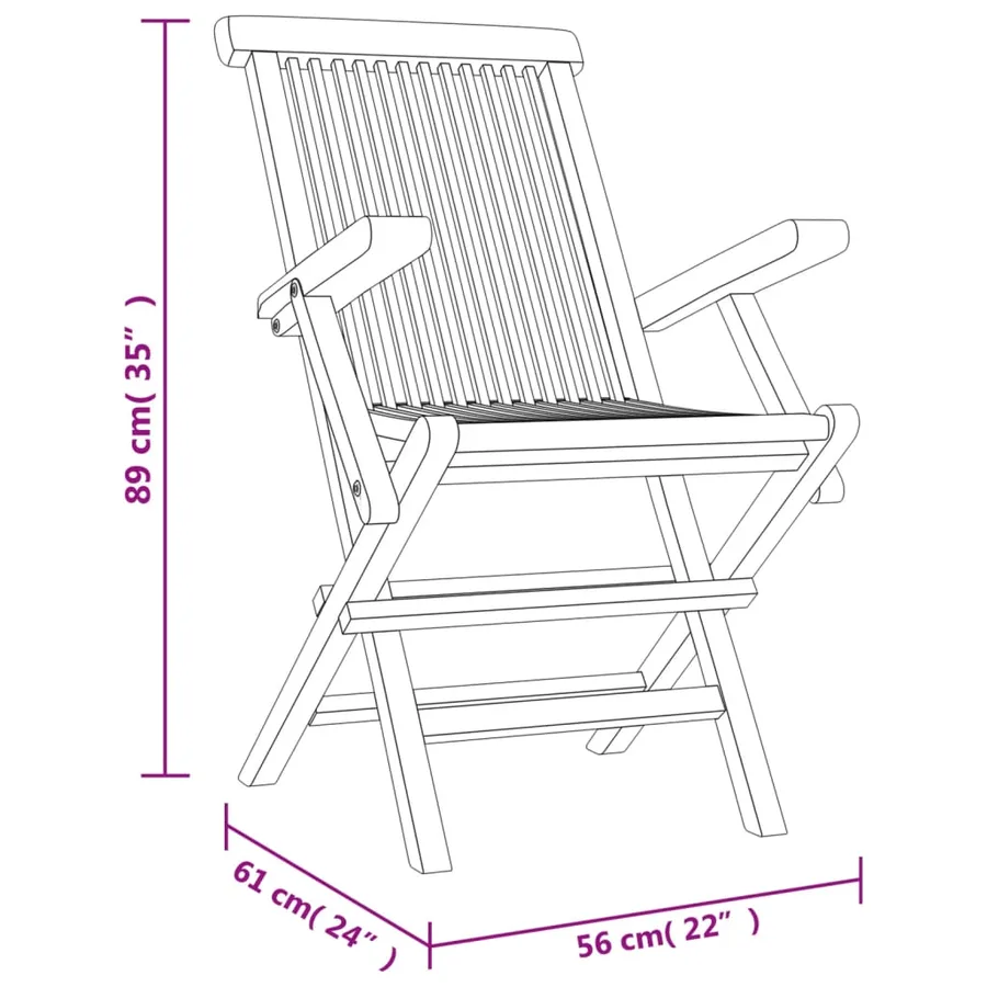 Chaises de jardin pliantes lot de 8 gris 56x61x89 cm bois teck - 5
