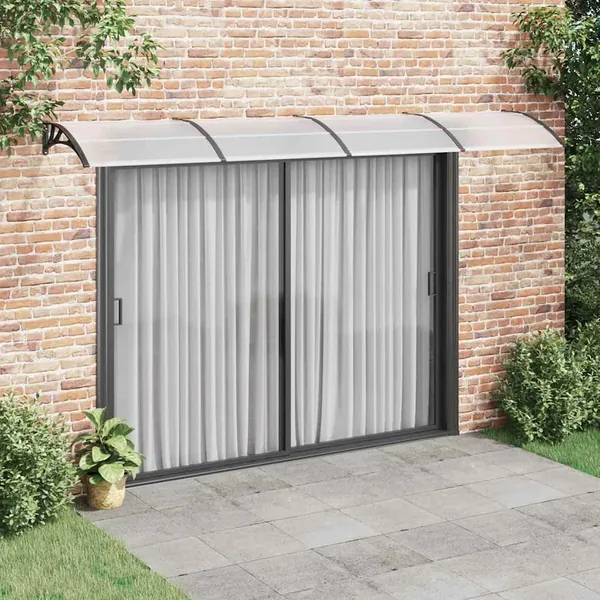 Auvent de porte Noir et transparent 400x75 cm Polycarbonate