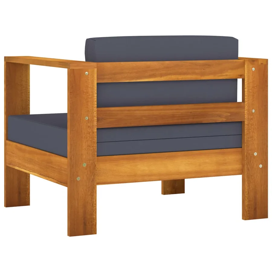 Salon de jardin 7 pcs avec coussins gris foncé Bois d'acacia - 18