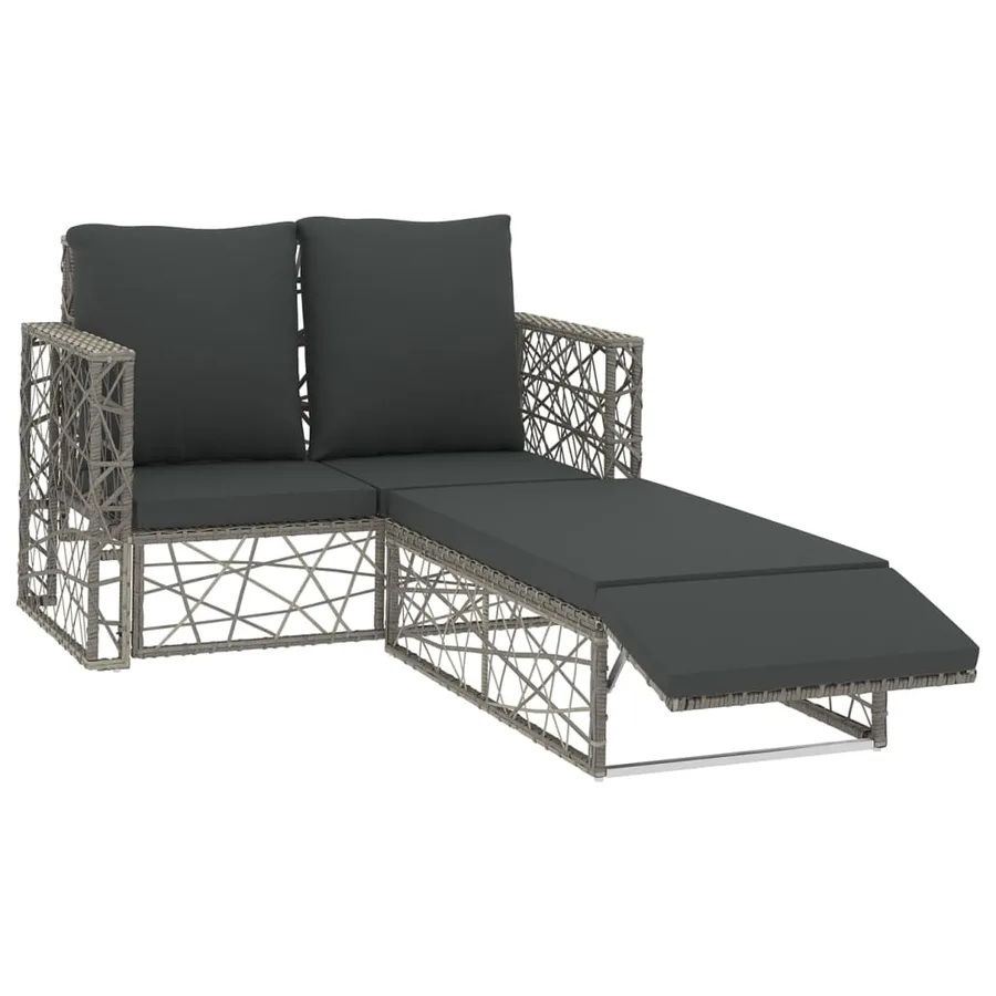 Salon de jardin 2 pcs avec coussins Résine tressée Gris - 2