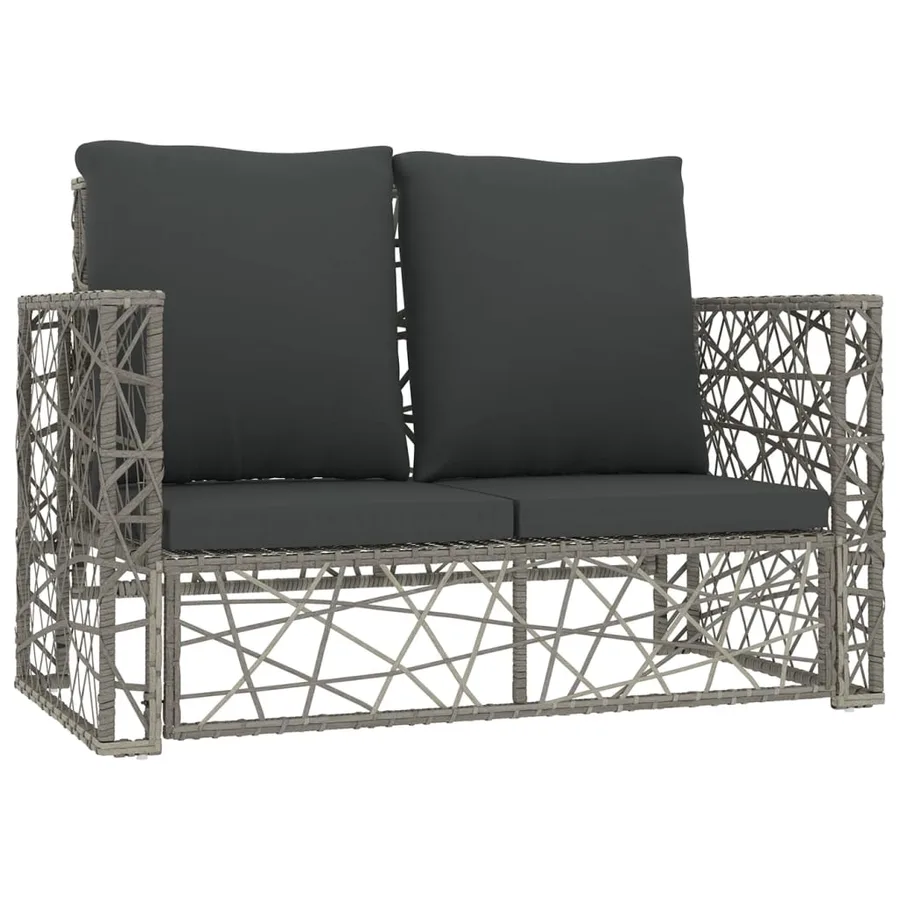 Salon de jardin 2 pcs avec coussins Résine tressée Gris - 4
