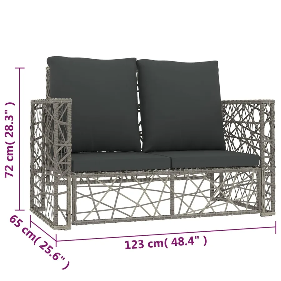 Salon de jardin 2 pcs avec coussins Résine tressée Gris - 7