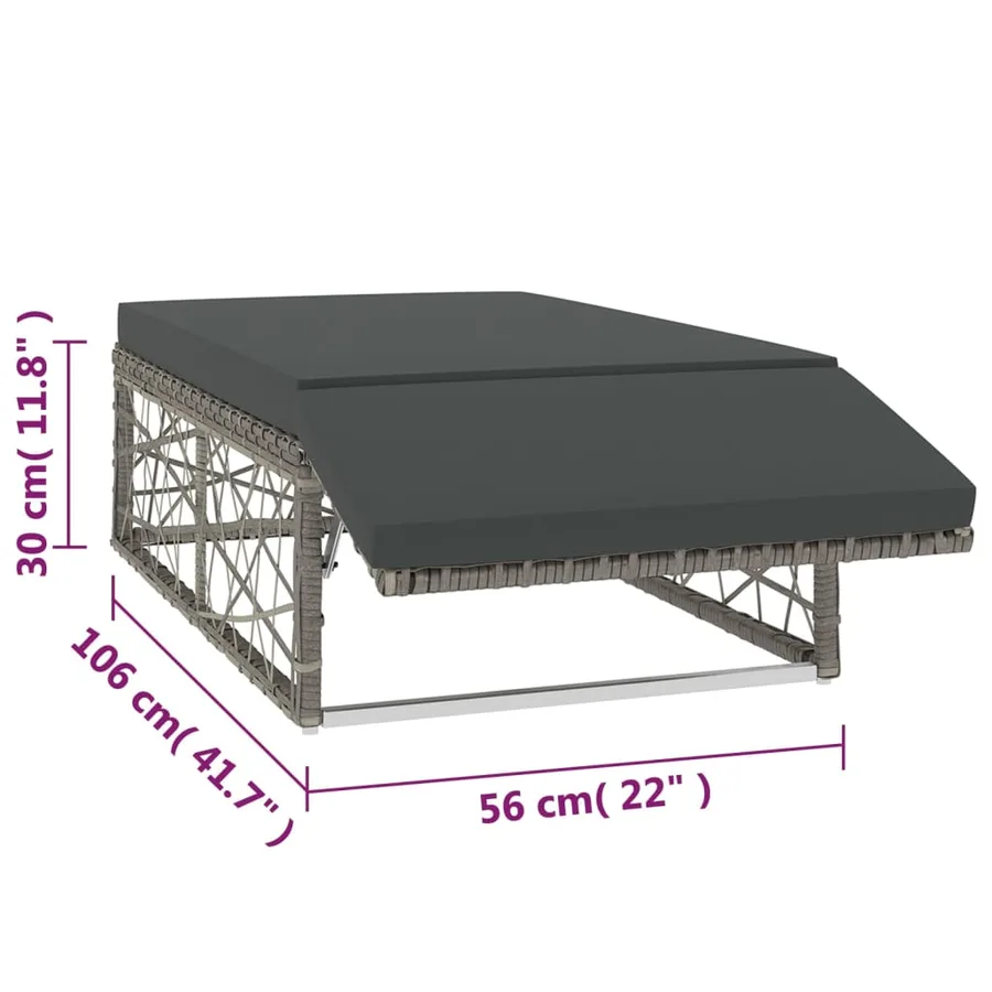 Salon de jardin 2 pcs avec coussins Résine tressée Gris - 8