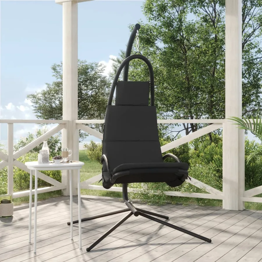 Chaise balançoire jardin coussin gris foncé tissu Oxford/acier