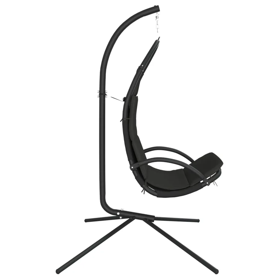 Chaise balançoire jardin coussin gris foncé tissu Oxford/acier - 4